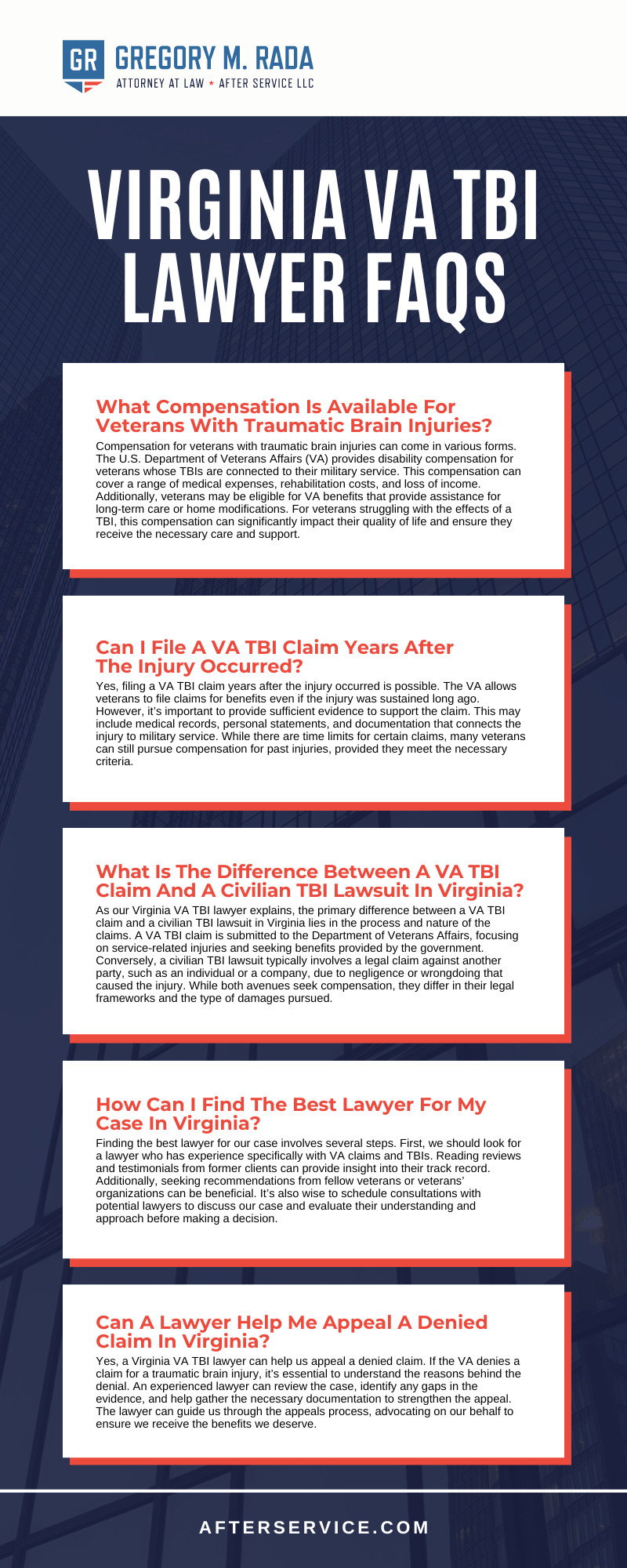 Virginia VA TBI Lawyer FAQs Infographic